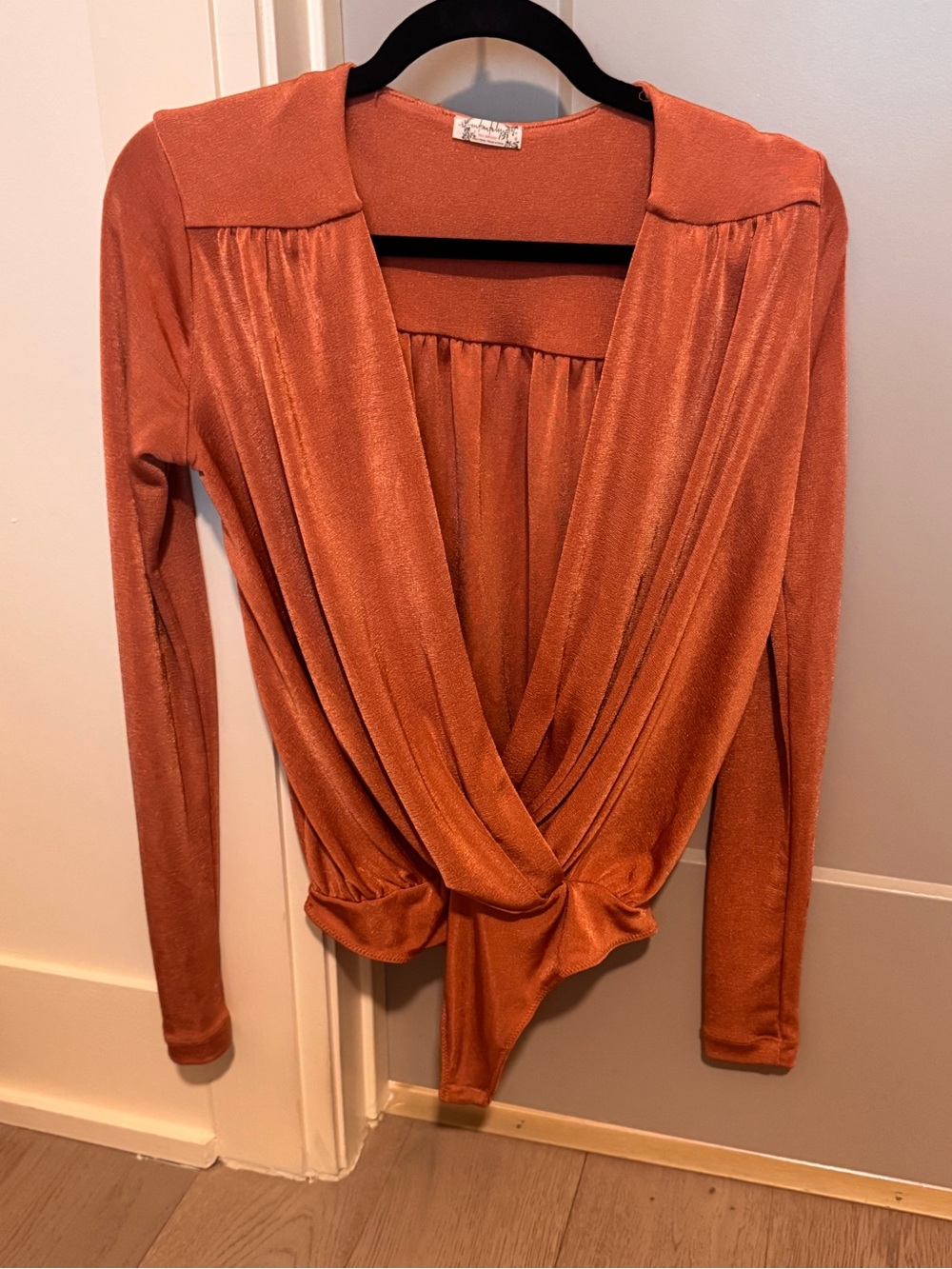 Free People Rust Orange Draped Wrap Bodysuit